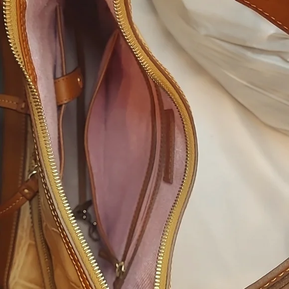 DOONEY & BOURKE Honey Gold Embossed Croc Leather Tote Briefcase Shoulder Bag - Picture 9 of 13